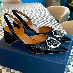 Malone Souliers Misha Black Slingback Heel